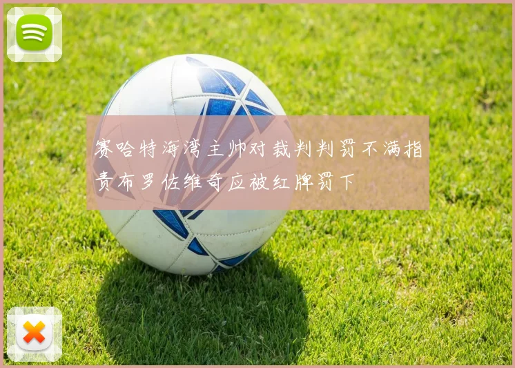 赛哈特海湾主帅对裁判判罚不满指责布罗佐维奇应被红牌罚下